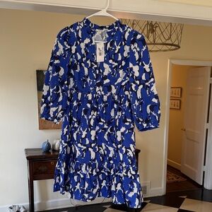 Tyler Boe Blue and White Long Sleeve Dress